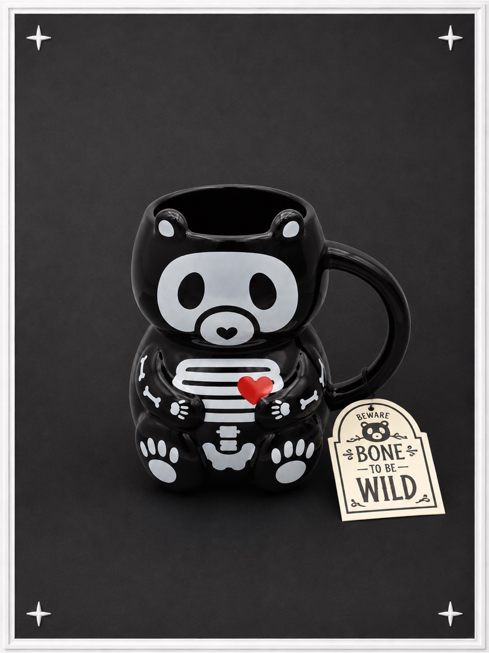 " Bone To Be Wild" Skeleton Bear Ceramic Mug | NWT
